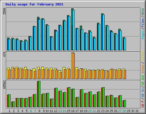 Daily usage for February 2021