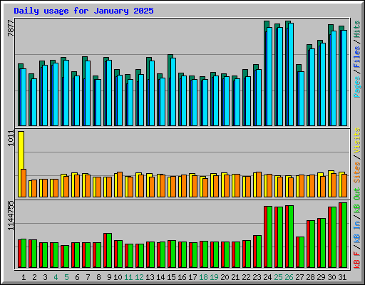 Daily usage for January 2025