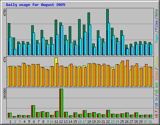 Daily usage for August 2025