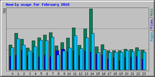 Hourly usage for February 2016